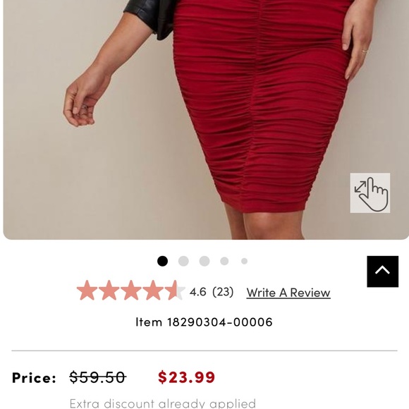 NWT Torrid Size 1 (14/16) Red Super Soft High Waist Shirred Pencil Skirt - Picture 6 of 6